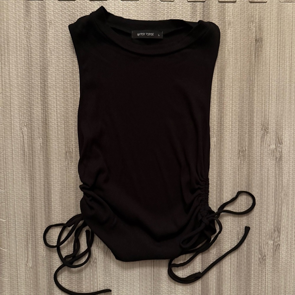 Gypsy Rose Lace Up Cinched Side Ties Cut Out Tank Top